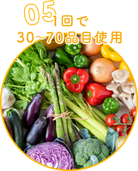 １回で30～70品目使用